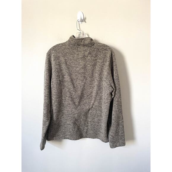 Izod Fleece Preppy Golf Quarter Zip Jacket Tan Navy Blue Size Medium - Picture 2 of 7